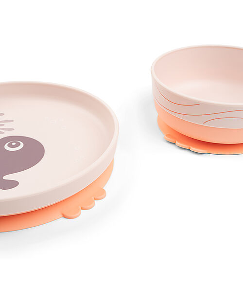 Done By Deer Set Pappa Foodie - Piatto Ciotola e Tazza - Wally - Rosa Cipria - 100% PP Alimentare Set Pappa