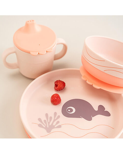 Done By Deer Set Pappa Foodie - Piatto Ciotola e Tazza - Wally - Rosa Cipria - 100% PP Alimentare Set Pappa