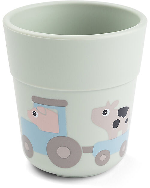 Done By Deer Set Pappa Foodie - Piatto con Scomparti Bicchiere e Posate - Tiny Farm - Verde - 100% PP Alimentare Set Pappa