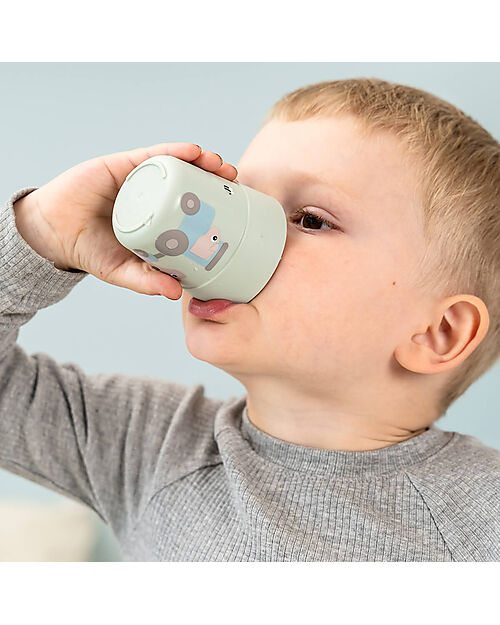 Done By Deer Set Pappa Foodie - Piatto con Scomparti Bicchiere e Posate - Tiny Farm - Verde - 100% PP Alimentare Set Pappa