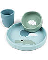 Done By Deer Set Pappa in Silicone Alimentare - Piatto Ciotola e Tazza - Happy Clouds - Blu Set Pappa
