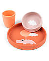 Done By Deer Set Pappa in Silicone Alimentare - Piatto Ciotola e Tazza - Happy Clouds - Papaya Set Pappa