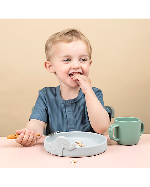 Done By Deer Set Pappa Peekaboo Deer Friends - Mix Colori - Con Piatto + Tazza con Manici + Forchetta Set Pappa