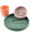 Done By Deer Set Pappa - Piatto Ciotola e Tazza - Croco - Colore Mix - Silicone Alimentare Set Pappa