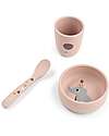 Done By Deer Set Pappa Stick & Stay - Ciotola Bicchiere e Cucchiaio - Celebration - Cipria - 100% Silicone Alimentare Set Pappa