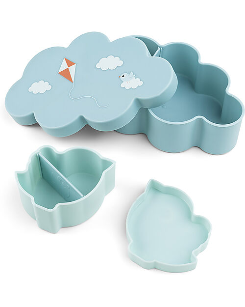 Done By Deer Set Porta Merenda Box Portapranzo e Cannuccia - Blu - Perfetto per Asilo e Gite Fuori Porta Set Pappa