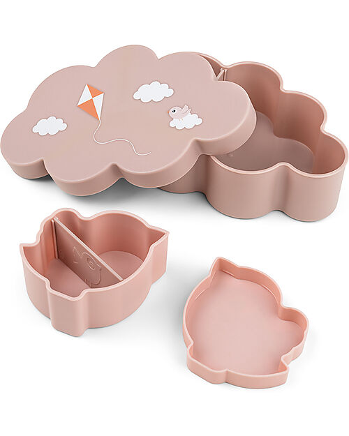 Done By Deer Set Porta Merenda Box Portapranzo e Cannuccia - Cipria - Perfetto per Asilo e Gite Fuori Porta Set Pappa