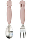 Done By Deer Set Posate Anti-Scivolo Yummyplus - Rosa Cipria - Acciaio inossidabile Posate