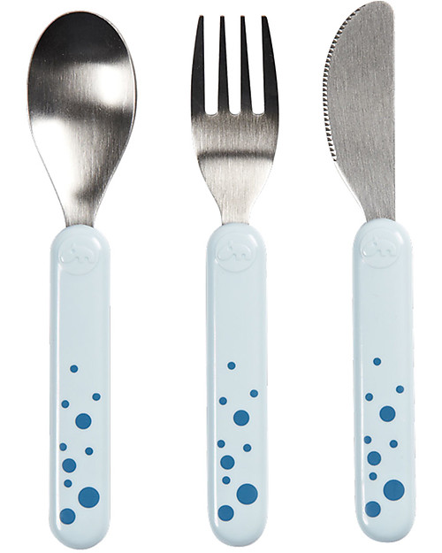 Done By Deer Set Posate, Celeste/Pois Blu - Acciaio Inossidabile Posate