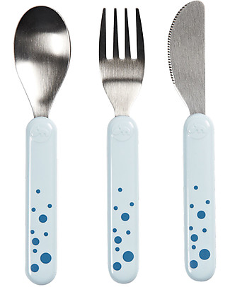 Done By Deer Set Posate, Celeste/Pois Blu - Acciaio Inossidabile Posate