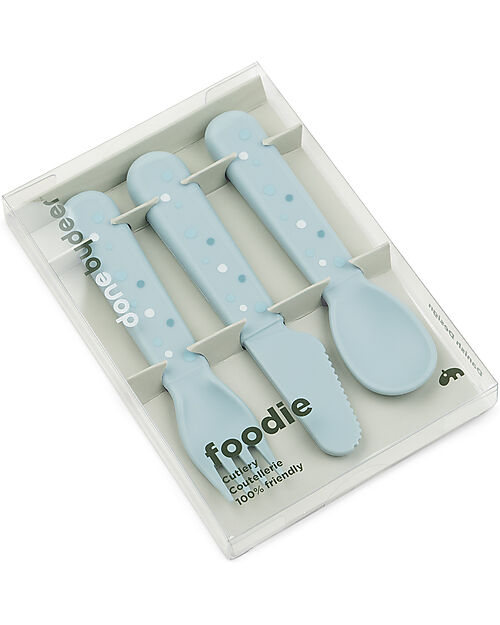 Done By Deer Set Posate - Happy Dots Blu - 100% PP Alimentare Posate