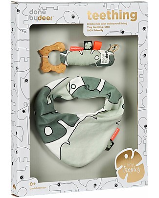Done By Deer Set Regalo Nascita Bavaglino e Massaggiagengive Tiny Tropics Bavagli Classici