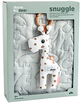 Done By Deer Set Regalo Trapuntina e Sonaglio, Grigio Coperte