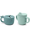 Done By Deer Set Tazza Snack e Tazza Beccuccio Peekaboo - Amici di Deer - Blu - 100% Silicone Alimentare Tazze
