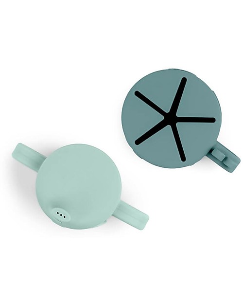 Done By Deer Set Tazza Snack e Tazza Beccuccio Peekaboo - Amici di Deer - Blu - 100% Silicone Alimentare Tazze