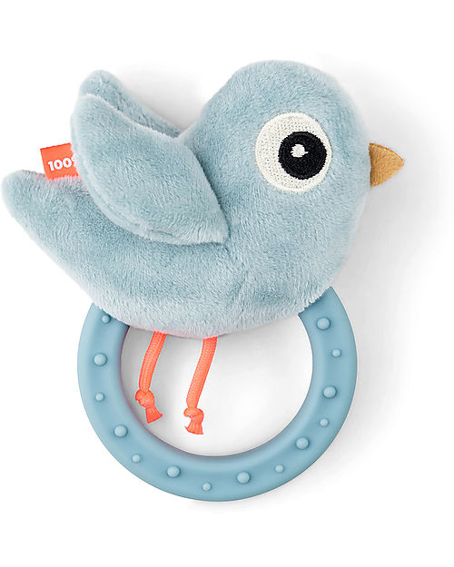 Done By Deer Sonaglio Sensoriale con Massaggiagengive - 11 x 9,5 x 3,5 cm - Birdee - Azzurro - 0+ Sonagli