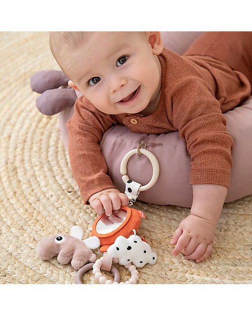 Done By Deer Specchio Attività da Viaggio - Happy Clouds - Papaya - 0+ Giochi per Neonati_