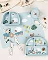 Done By Deer Stick&Stay Ciotola con Scomparti - Tiny Farm - Blu - 100% Silicone Alimentare Piatti e Scodelle