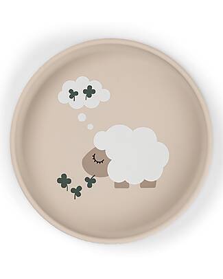 Done By Deer Stick&Stay Plate - Tiny Farm - Sand - 100% Food Grade Silicone - Perfect Gift Idea! Bowls & Plates