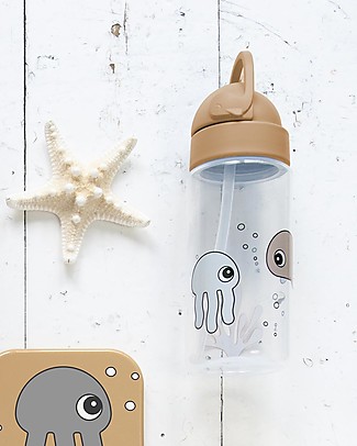Done By Deer Straw bottle Sea friends Mustard/Grey Borracce senza BPA