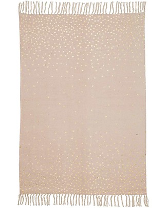 Done By Deer Tappeto a Pois con Frange, Rosa/Oro - 90x120 cm - 100% cotone Tappeti