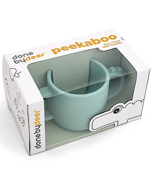 Done By Deer Tazza con 2  Manici in Silicone Alimentare -Peekaboo  -Croco - Blu - 170 ml Tazze