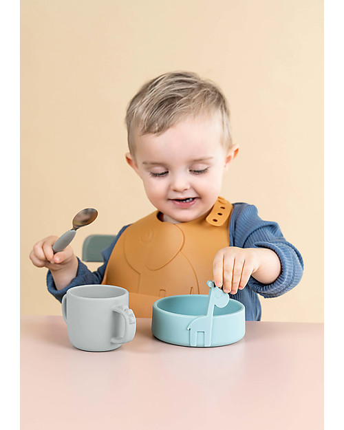 Done By Deer Tazza con 2  Manici in Silicone Alimentare- Peekaboo - Croco - Grigio - 170 ml Tazze