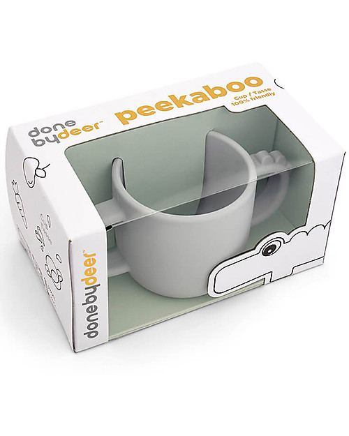 Done By Deer Tazza con 2  Manici in Silicone Alimentare- Peekaboo - Croco - Grigio - 170 ml Tazze