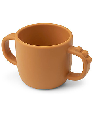Done By Deer Tazza con 2 Manici in Silicone Alimentare -Peekaboo- Croco - Mostarda - 170 ml Tazze