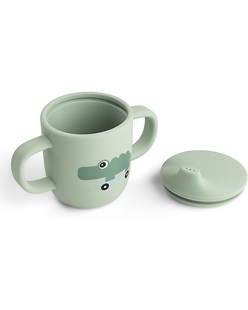 Done By Deer Tazza con Beccuccio 120 ml - Playground - Verde - 100% Silicone Alimentare - con Due Manici Tazze