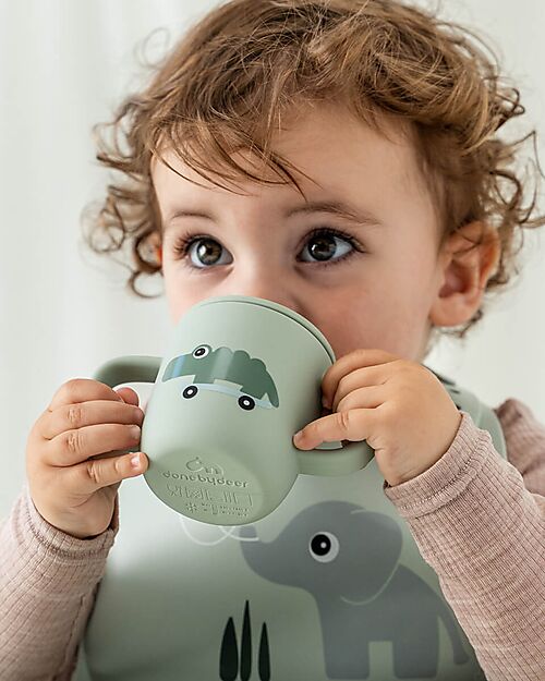 Done By Deer Tazza con Beccuccio 120 ml - Playground - Verde - 100% Silicone Alimentare - con Due Manici Tazze