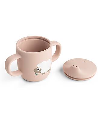Done By Deer Tazza con Beccuccio 120 ml - Tiny Farm - Cipria - 100% Silicone Alimentare - con Due Manici Tazze