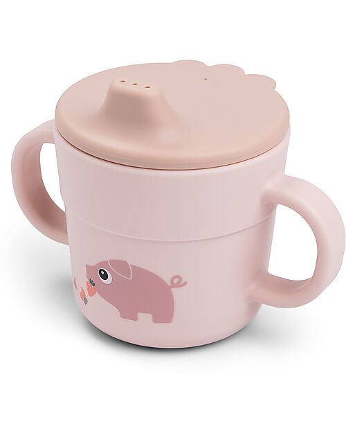 Done By Deer Tazza con Beccuccio e Manici - Tiny Farm - Cipria - 100% Silicone Alimentare Tazze