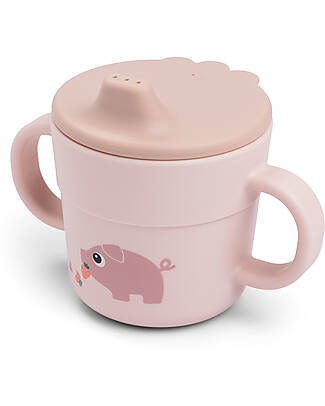 Done By Deer Tazza con Beccuccio e Manici - Tiny Farm - Cipria - 100% Silicone Alimentare Tazze