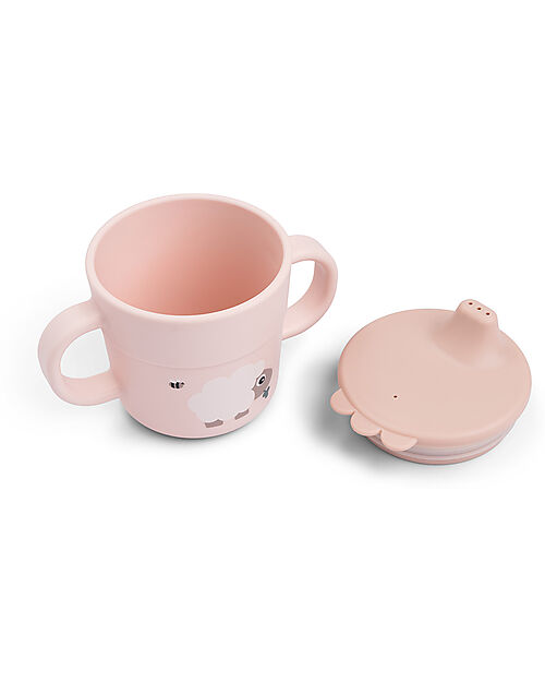Done By Deer Tazza con Beccuccio e Manici - Tiny Farm - Cipria - 100% Silicone Alimentare Tazze