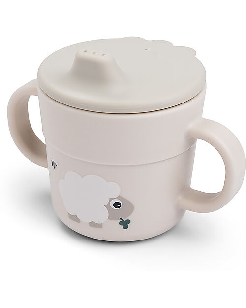 Done By Deer Tazza con Beccuccio e Manici - Tiny Farm - Sabbia - 100% Silicone Alimentare Tazze