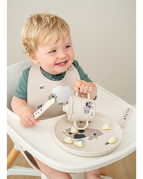 Done By Deer Tazza con Beccuccio e Manici - Tiny Farm - Sabbia - 100% Silicone Alimentare Tazze