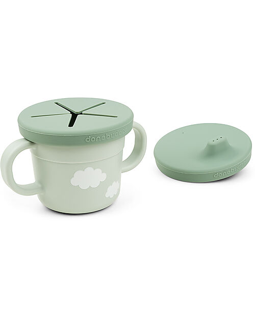 Done By Deer Tazza con Beccuccio e Snack Foodie - Croco - Verde - 100% PP Alimentare Tazze