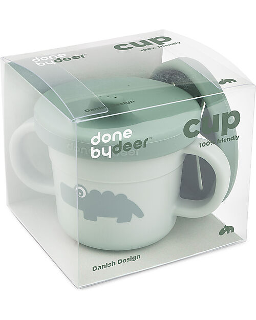 Done By Deer Tazza con Beccuccio e Snack Foodie - Croco - Verde - 100% PP Alimentare Tazze