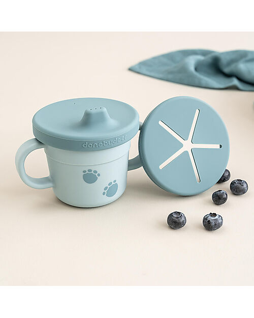 Done By Deer Tazza con Beccuccio e Snack Foodie - Elphee - Blu - 100% PP Alimentare Tazze
