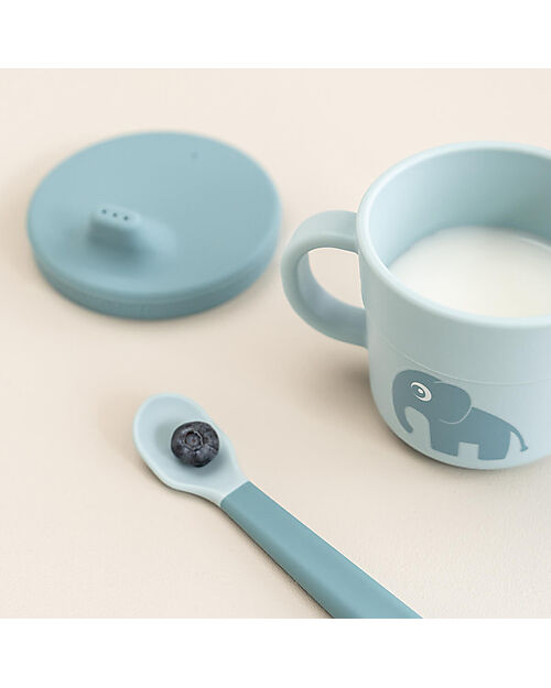 Done By Deer Tazza con Beccuccio e Snack Foodie - Elphee - Blu - 100% PP Alimentare Tazze