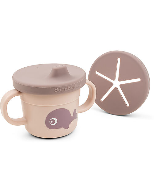 Done By Deer Tazza con Beccuccio e Snack Foodie - Wally - Rosa Cipria - 100% PP Alimentare Tazze