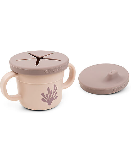 Done By Deer Tazza con Beccuccio e Snack Foodie - Wally - Rosa Cipria - 100% PP Alimentare Tazze