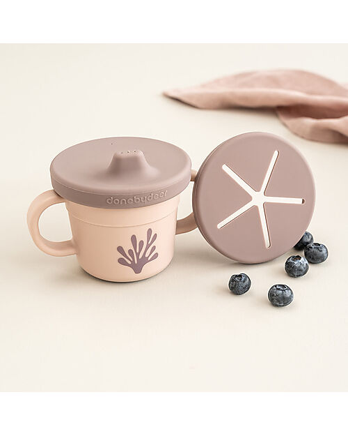 Done By Deer Tazza con Beccuccio e Snack Foodie - Wally - Rosa Cipria - 100% PP Alimentare Tazze