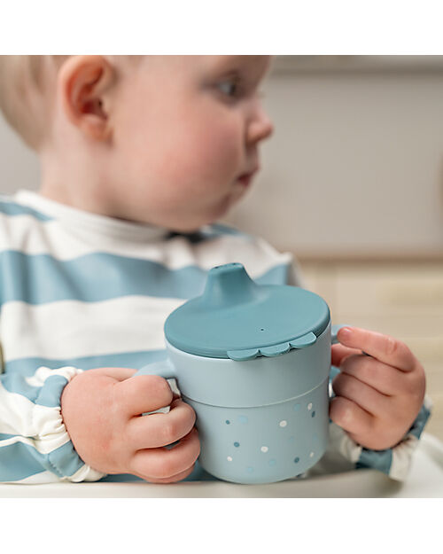 Done By Deer Tazza con Beccuccio - Happy Dots Blu - 100% PP Alimentare Tazze