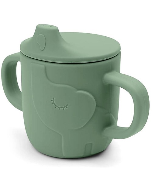 Done By Deer Tazza con Beccuccio Peekaboo - Elphee - Verde - 100% Silicone Alimentare - con Due Manici Tazze