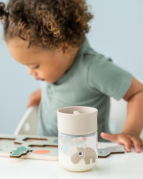 Done By Deer Tazza da Apprendimento con Bordo per Bere a 360° - Antigoccia - Celebration - Sabbia - 260 ml - 9m+ Tazze