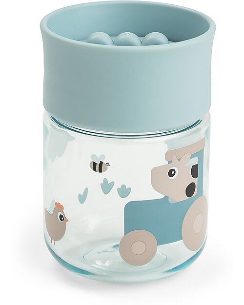 Done By Deer Tazza da Apprendimento con Bordo per Bere a 360° - Antigoccia - Tiny Farm - Blu - 260 ml - 9m+ Tazze