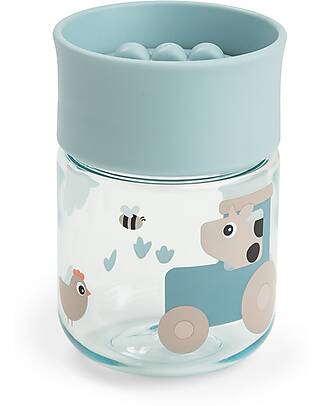 Done By Deer Tazza da Apprendimento con Bordo per Bere a 360° - Antigoccia - Tiny Farm - Blu - 260 ml - 9m+ Tazze