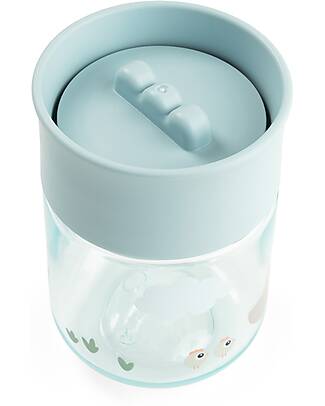 Done By Deer Tazza da Apprendimento con Bordo per Bere a 360° - Antigoccia - Tiny Farm - Blu - 260 ml - 9m+ Tazze